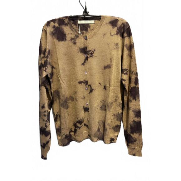 NEW PARKER BLUE CASHMERE women's mata r-neck cardigan in dark olive/lead